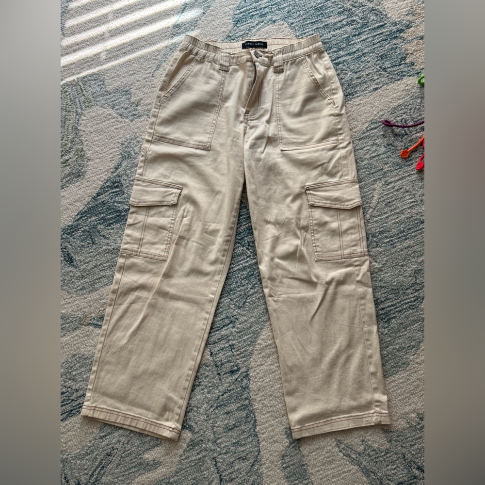Almost Famous Tan Cargo Pants Straight Leg Cotton Blend
